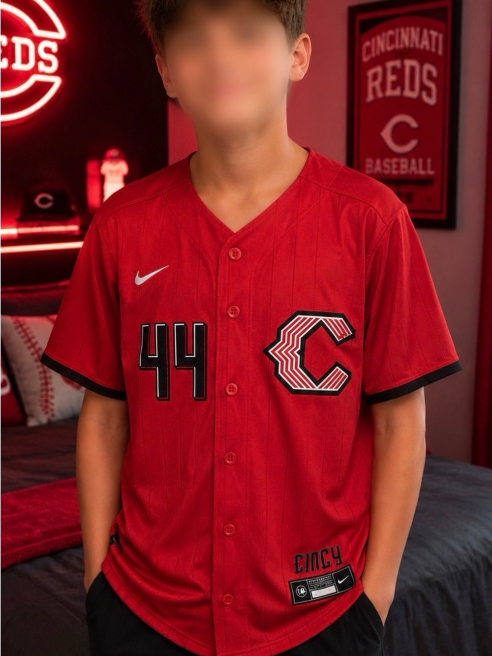 Cincinnati Reds Red ‘Elly De La Cruz #44 Kids Baseball Youth Medium Jersey
